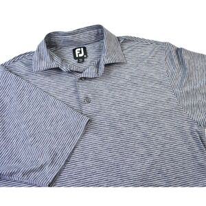 FootJoy ProDry Mens Blue White Striped Performance Stretch Golf Polo Shirt MED